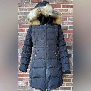 Laundry By Shelli Segal Womens Hooded Black Puffer Coat Size M/L